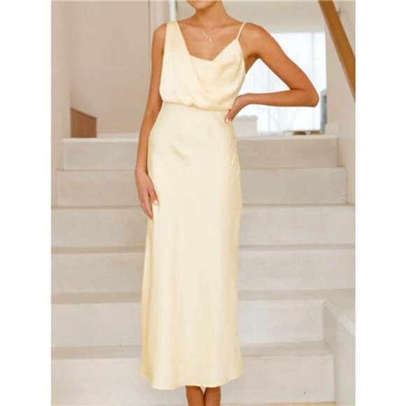 A Classy Chic Boutique Dresses & Skirts - Satin Asymmetrical Midi Dress